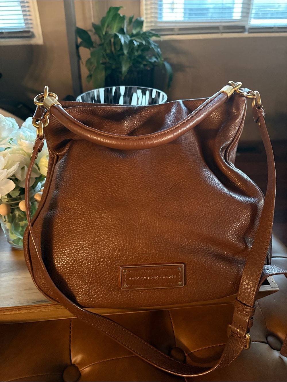 Marc by Marc Jacobs Brown Pebbled Leather Shoulder Hobo